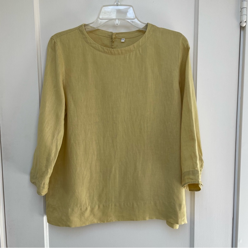 Muji Mustard Yellow Linen Blouse